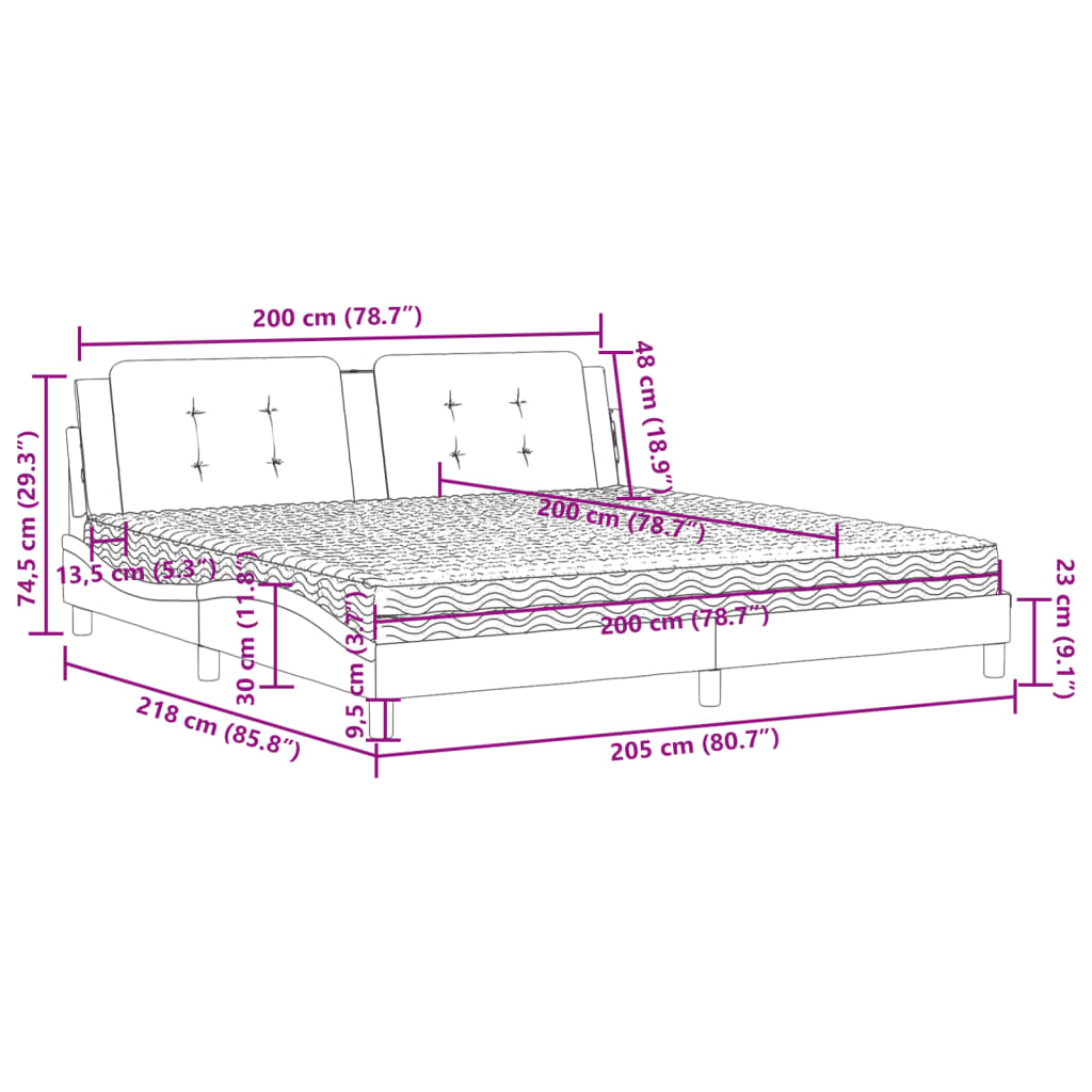 Letto con Materasso Zadar Grigio 200x200 cm in Similpelle | homemem39