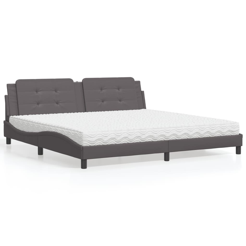 Letto con Materasso Zadar Grigio 200x200 cm in Similpelle