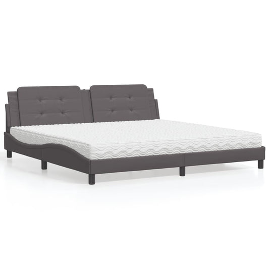 Letto con Materasso Zadar Grigio 200x200 cm in Similpelle