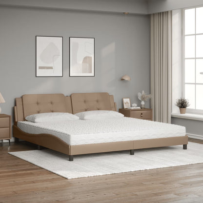 Letto con Materasso Zadar Cappuccino 200x200cm Similpelle - homemem39