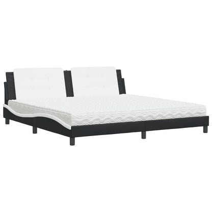 Letto con Materasso Zadar Nero e Bianco 200x200cm in Similpelle