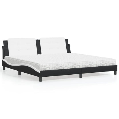 Letto con Materasso Zadar Nero e Bianco 200x200cm in Similpelle