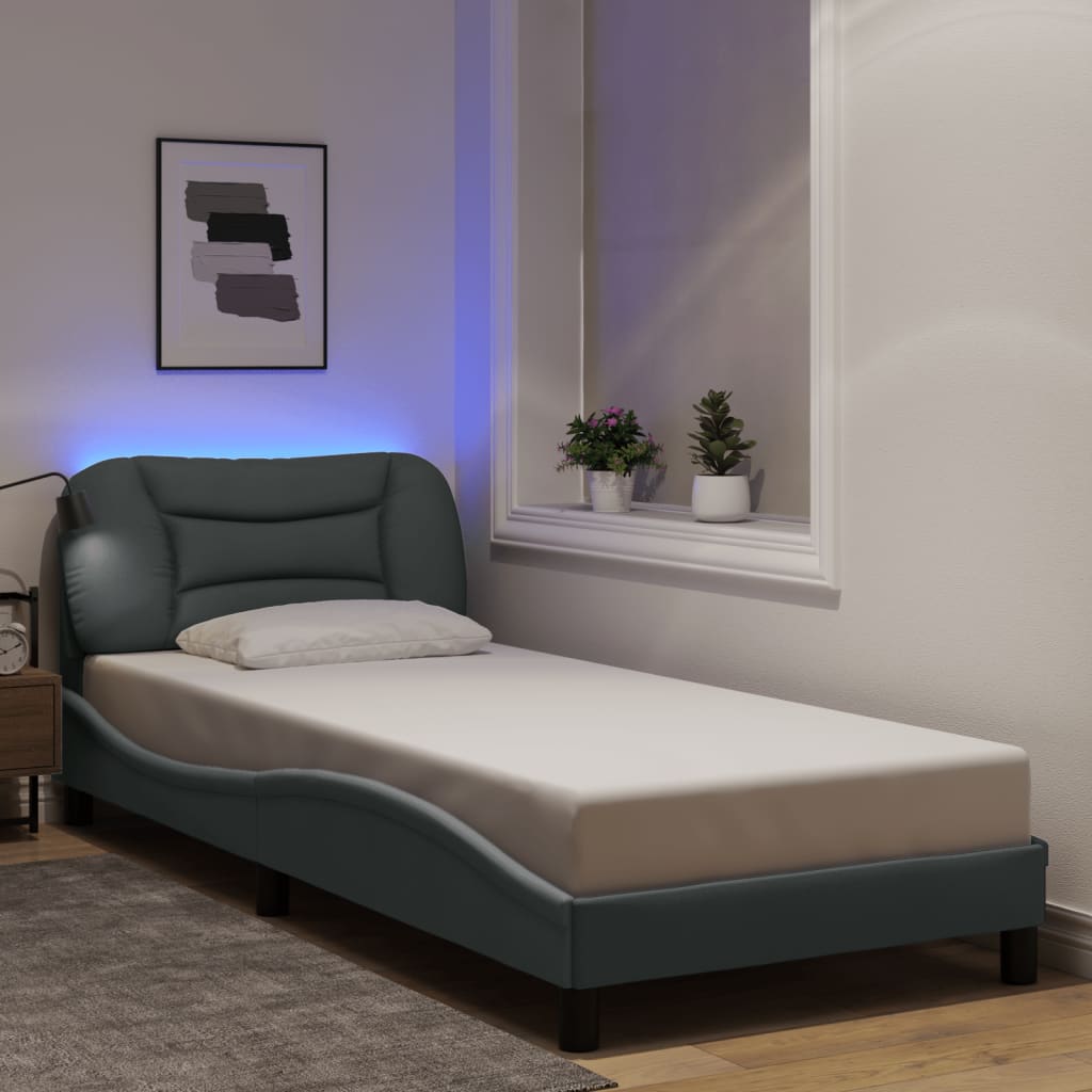 Bedframe with Light Gray LED Lights 80x200 cm in Fabric