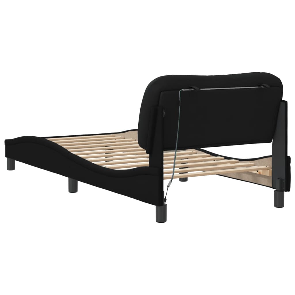 Giroletto con LED senza Materasso Hvar Nero 90x190cm in Tessuto
