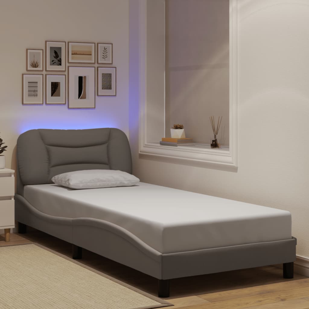 Giroletto con LED senza Materasso Hvar Tortora 90x190 cm Tessuto
