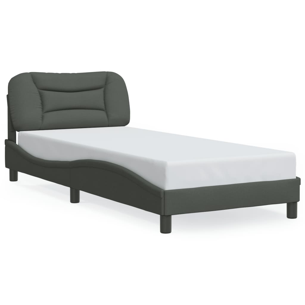 Bedframe with Dark Gray LED Lights 90x200 cm in Fabric