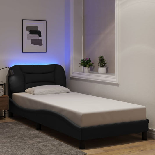 Giroletto con LED senza Materasso Hvar Nero 90x200cm in Tessuto