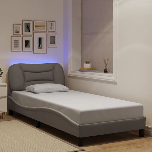 Giroletto con LED senza Materasso Hvar Tortora 90x200cm Tessuto