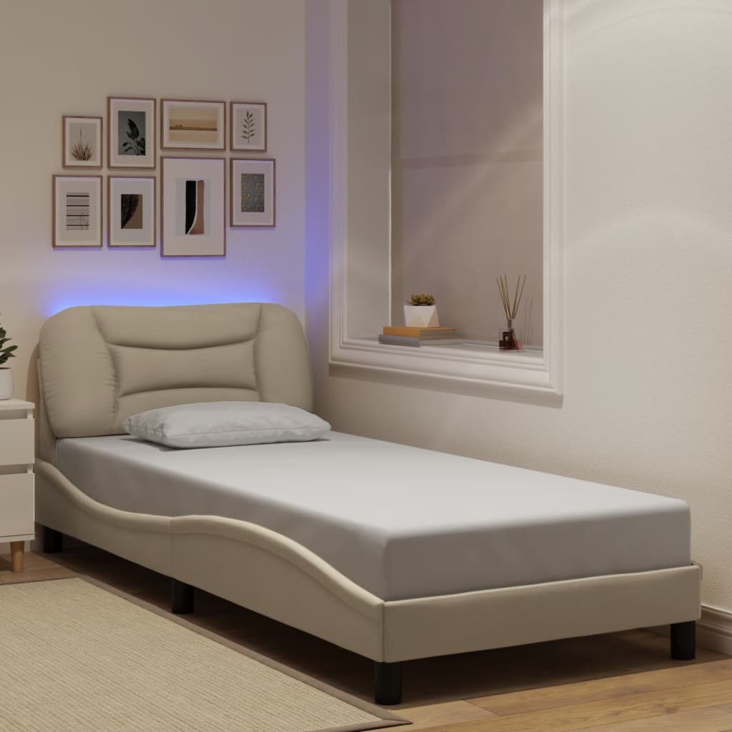 Giroletto con LED senza Materasso Hvar Crema 90x200 cm Tessuto