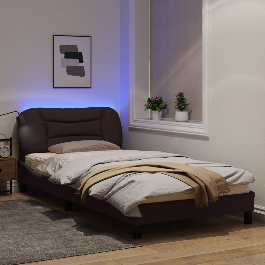 Giroletto con Luci LED Marrone Scuro 100x200 cm in Tessuto