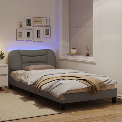 Bed frame with LED Lights Taupe 100x200 cm in Fabric