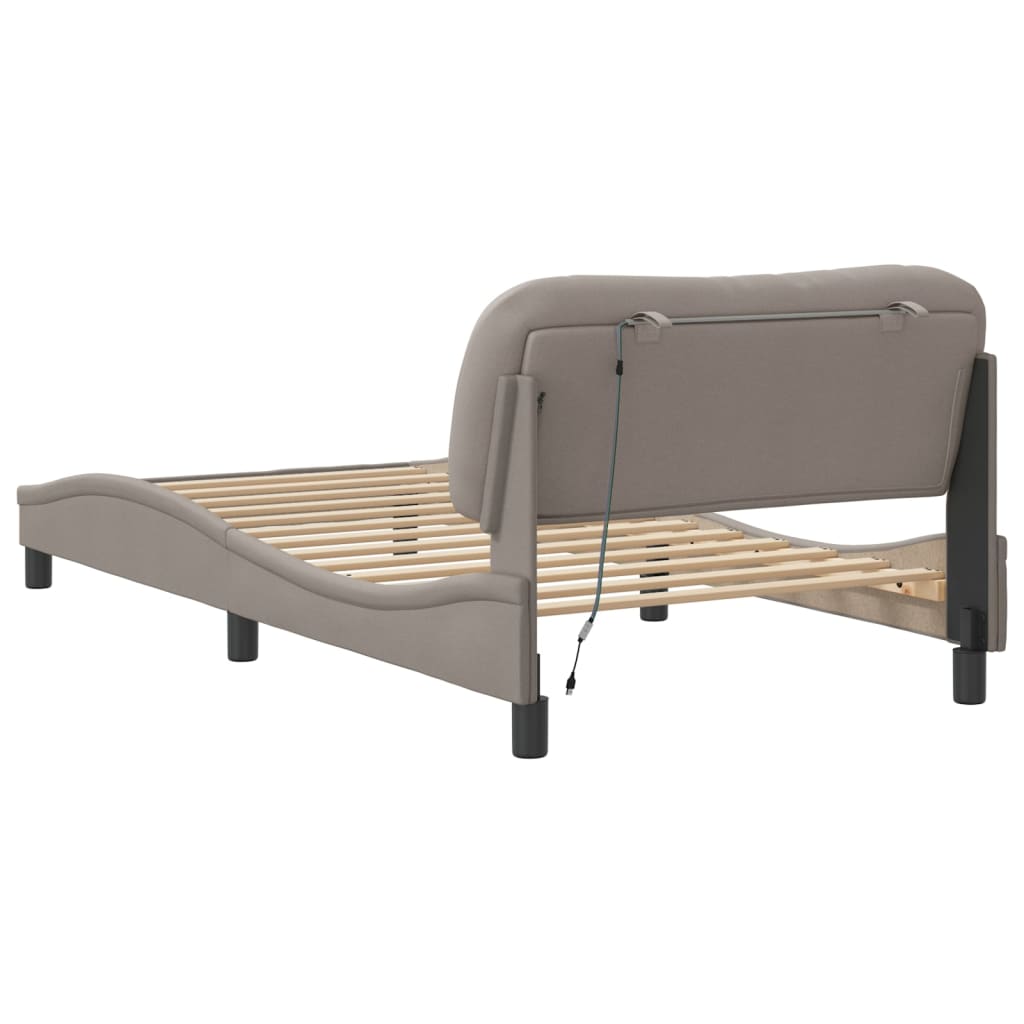 Bed frame with LED Lights Taupe 100x200 cm in Fabric