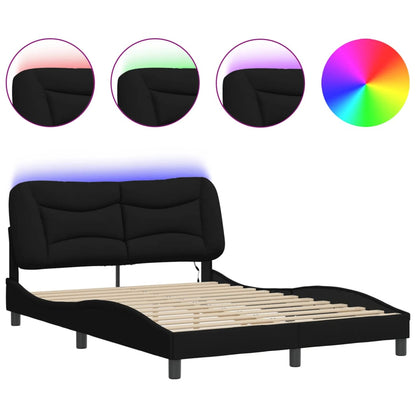 Bed frame with Black LED Lights 120x200 cm in Fabric