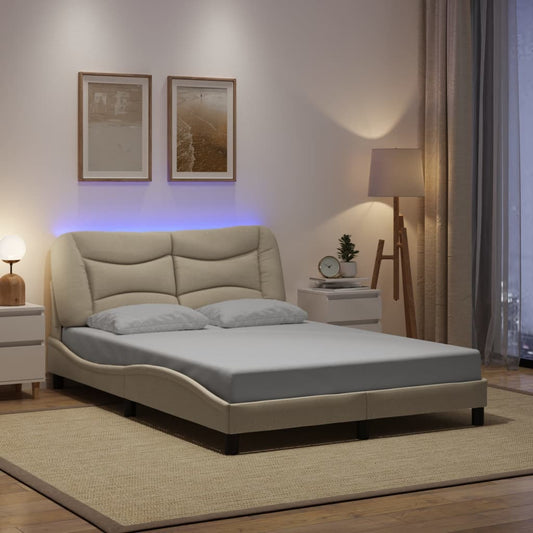 Giroletto con LED senza Materasso Hvar Crema 140x190 cm Tessuto