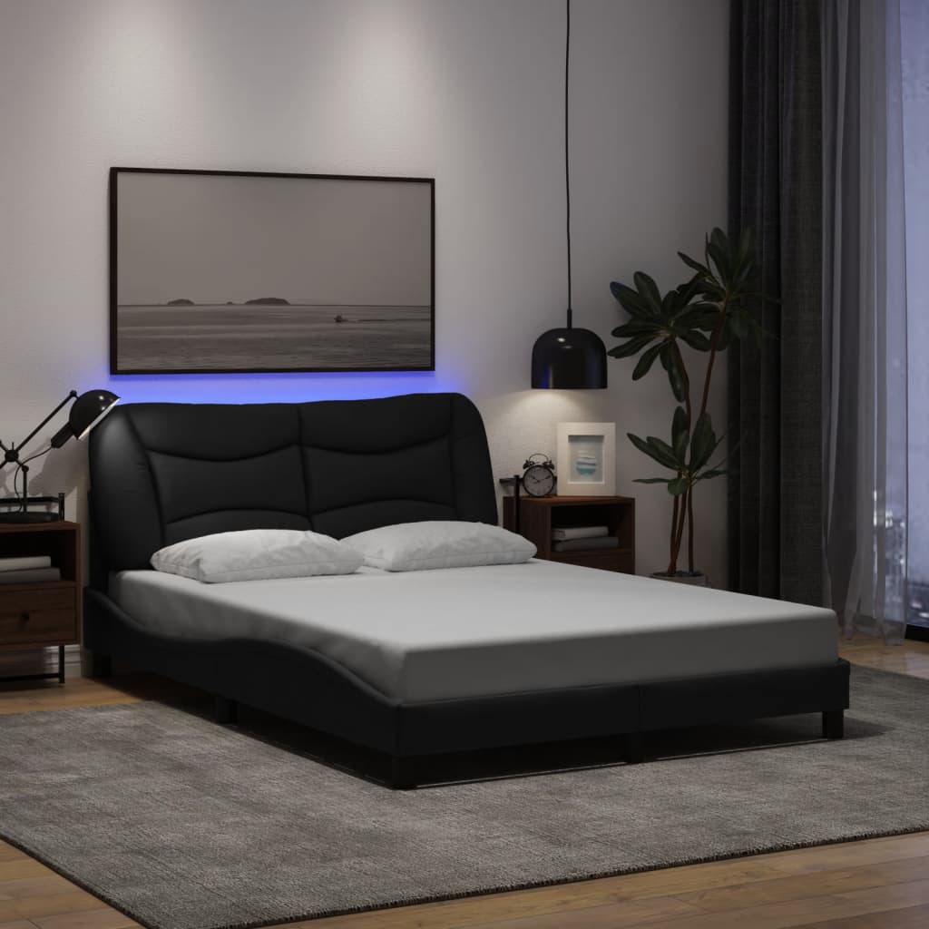 Giroletto con LED senza Materasso Hvar Nero 140x200 cm Tessuto