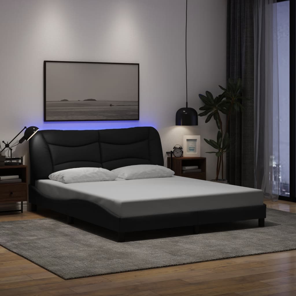 Giroletto con LED senza Materasso Hvar Nero 160x200 cm Tessuto