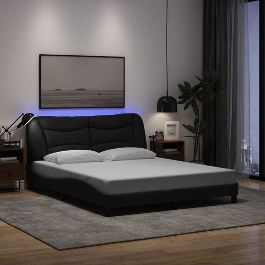 Giroletto con LED senza Materasso Hvar Nero 160x200 cm Tessuto