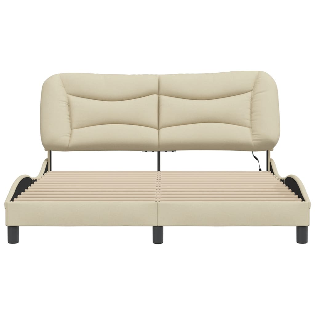 Giroletto con LED senza Materasso Hvar Crema 160x200 cm in Tessuto - homemem39