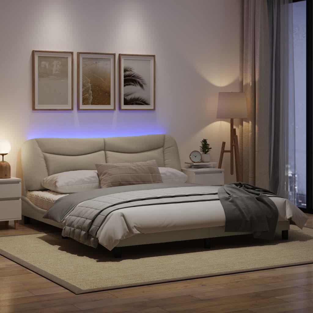 Giroletto con Luci LED Crema 180x200 cm in Tessuto