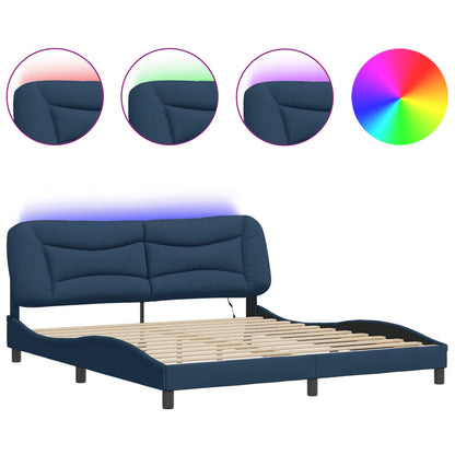 Giroletto con LED senza Materasso Hvar Blu 180x200cm in Tessuto