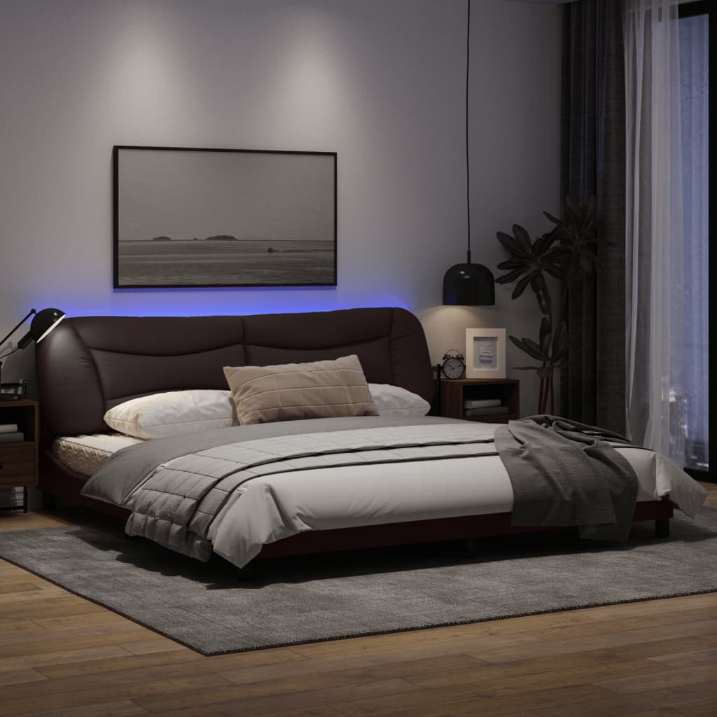 Giroletto con Luci LED Marrone Scuro 200x200 cm in Tessuto