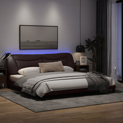 Giroletto con Luci LED Marrone Scuro 200x200 cm in Tessuto