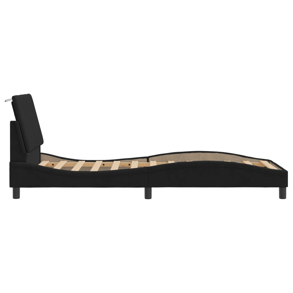 Giroletto con LED senza Materasso Hanko Nero 80x200 cm Velluto