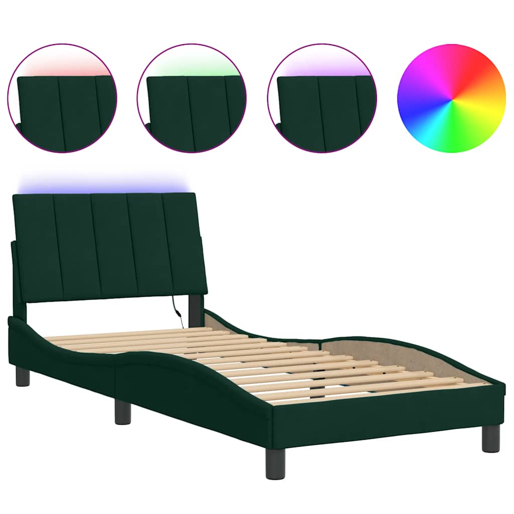 Giroletto con LED senza Materasso Hanko Verde Scuro 80x200 cm