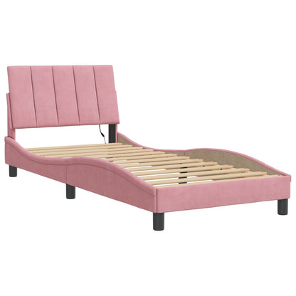 Giroletto con LED senza Materasso Hanko Rosa 80x200 cm in Velluto | homemem39
