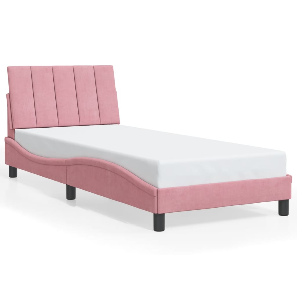 Giroletto con LED senza Materasso Hanko Rosa 80x200 cm in Velluto | homemem39