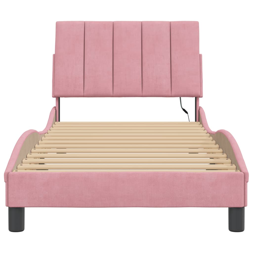 Giroletto con LED senza Materasso Hanko Rosa 80x200 cm Velluto