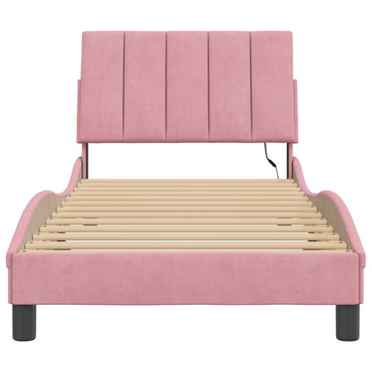 Giroletto con LED senza Materasso Hanko Rosa 80x200 cm Velluto