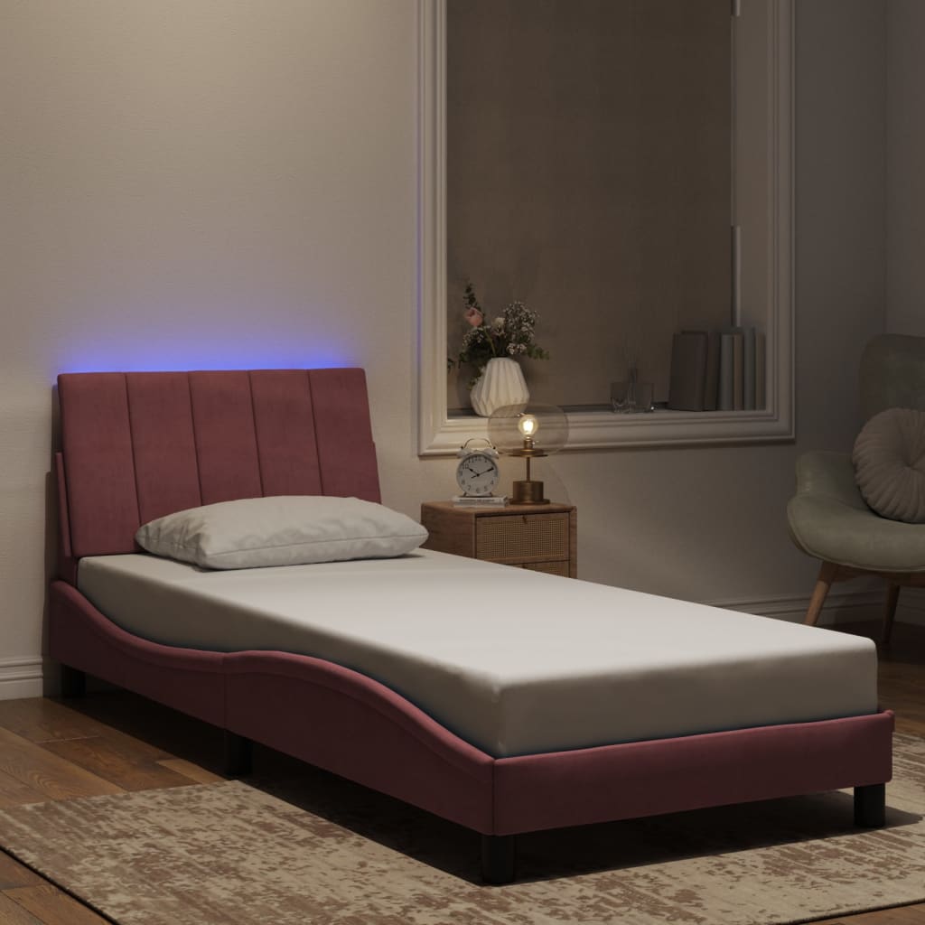 Giroletto con LED senza Materasso Hanko Rosa 80x200 cm Velluto