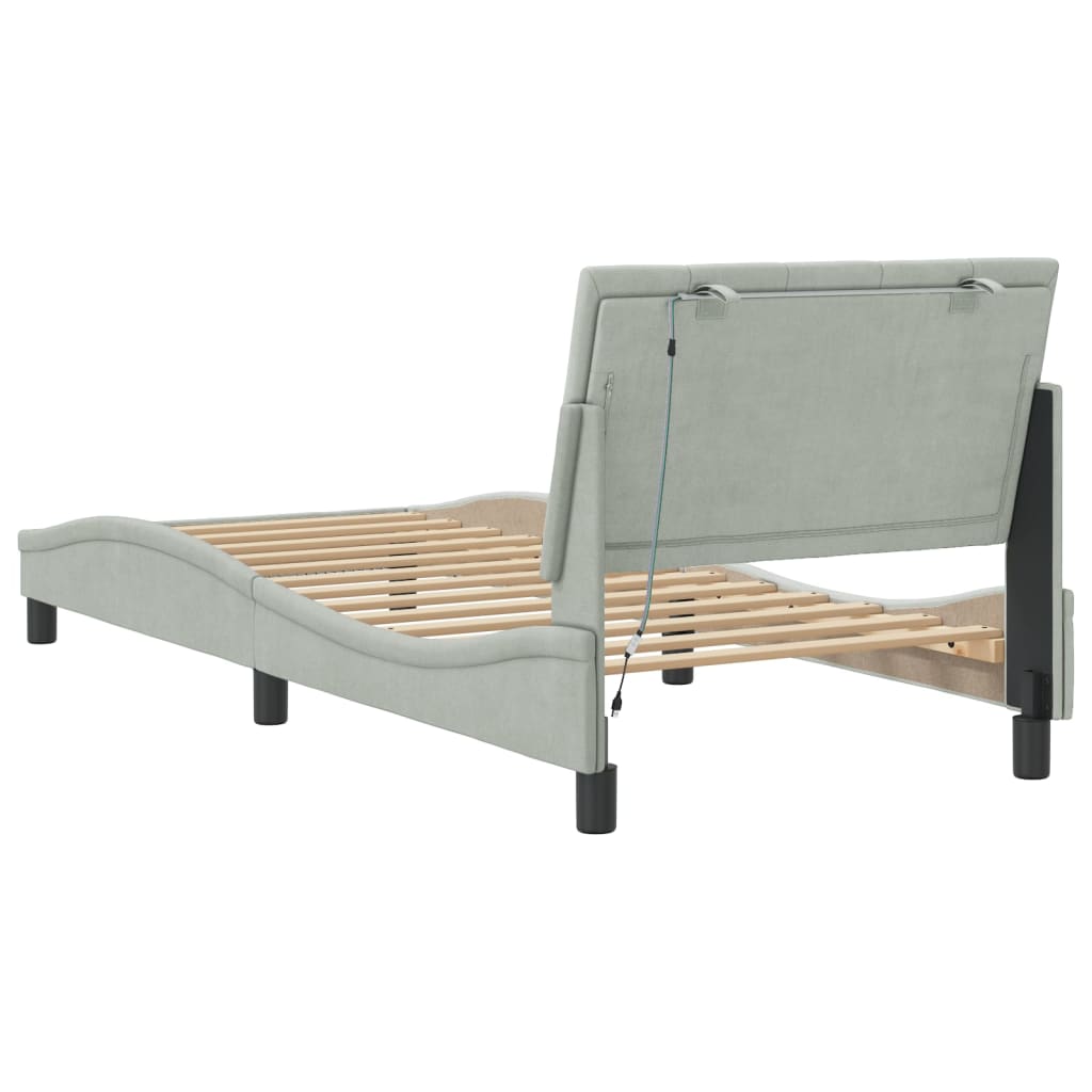 Giroletto con LED senza Materasso Hanko Grigio Chiaro 90x190 cm