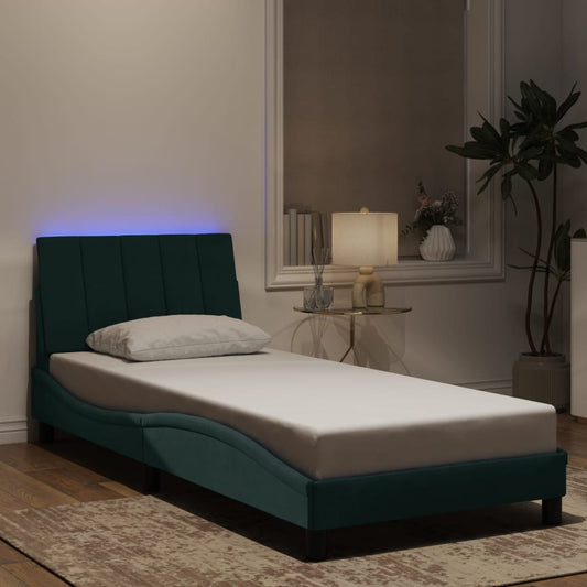 Giroletto con Luci LED Verde Scuro 90x190 cm in Velluto