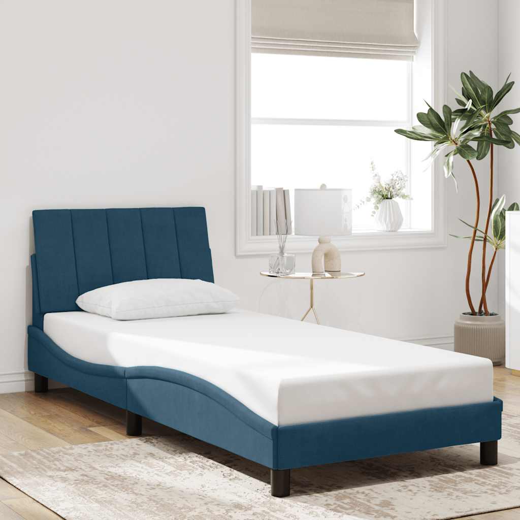 Giroletto con LED senza Materasso Hanko Blu 90x190cm in Velluto