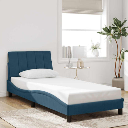 Giroletto con LED senza Materasso Hanko Blu 90x190cm in Velluto