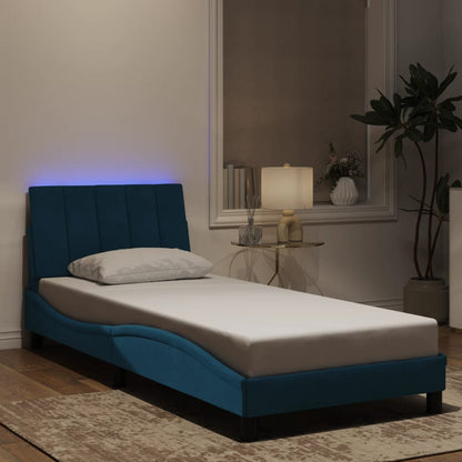 Giroletto con LED senza Materasso Hanko Blu 90x190 cm in Velluto