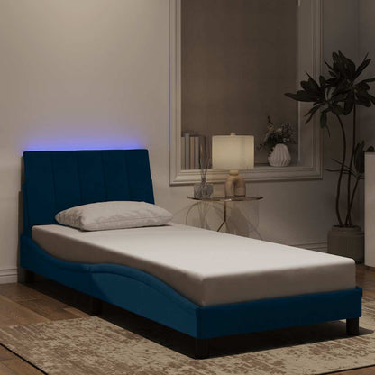 Giroletto con LED senza Materasso Hanko Blu 90x190cm in Velluto
