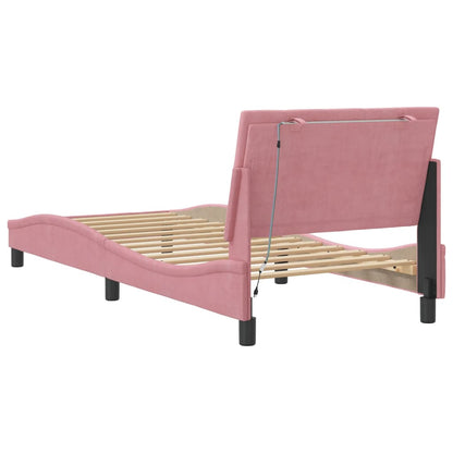 Giroletto con LED senza Materasso Hanko Rosa 90x190 cm in Velluto