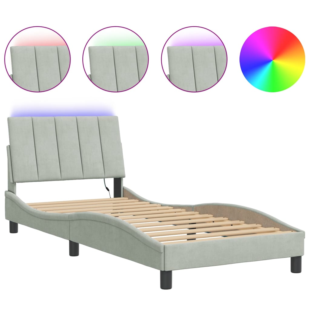 Giroletto con LED senza Materasso Hanko Grigio Chiaro 90x200 cm