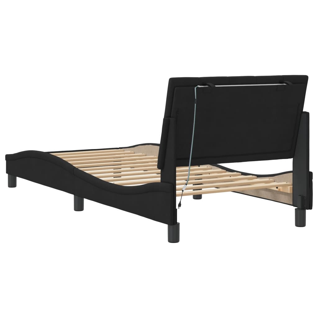 Giroletto con LED senza Materasso Hanko Nero 90x200 cm Velluto