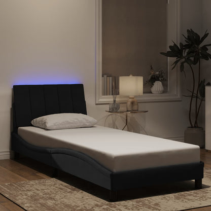 Giroletto con LED senza Materasso Hanko Nero 90x200 cm Velluto