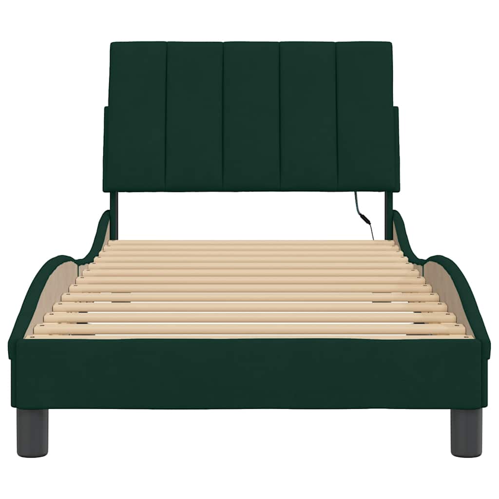 Giroletto con LED senza Materasso Hanko Verde Scuro 90x200 cm
