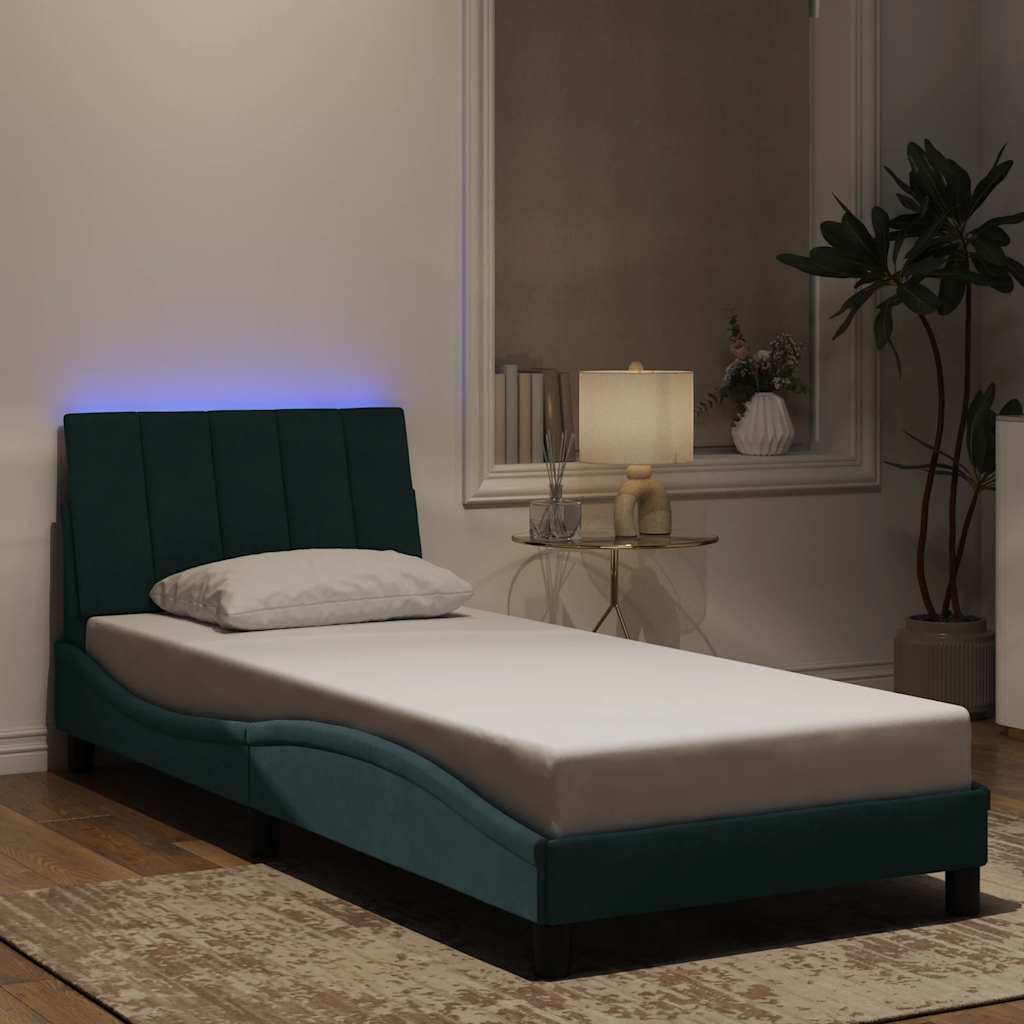 Giroletto con LED senza Materasso Hanko Verde Scuro 90x200 cm
