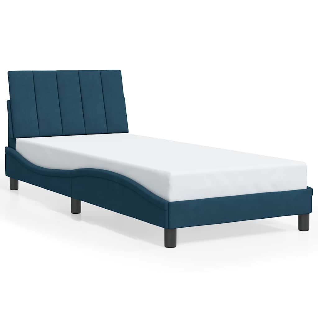 Giroletto con LED senza Materasso Hanko Blu 90x200 cm in Velluto | homemem39