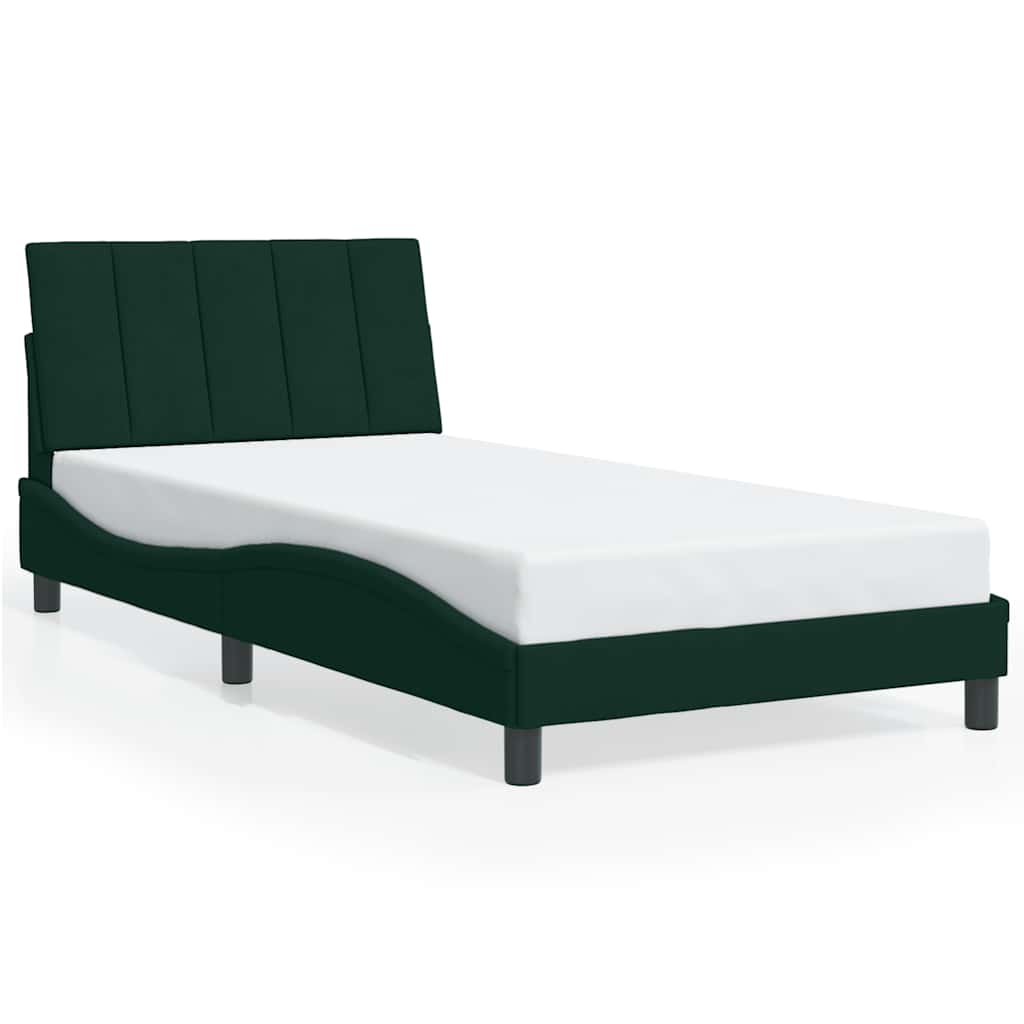 Giroletto con LED senza Materasso Hanko Verde Scuro 100x200 cm in Velluto | homemem39