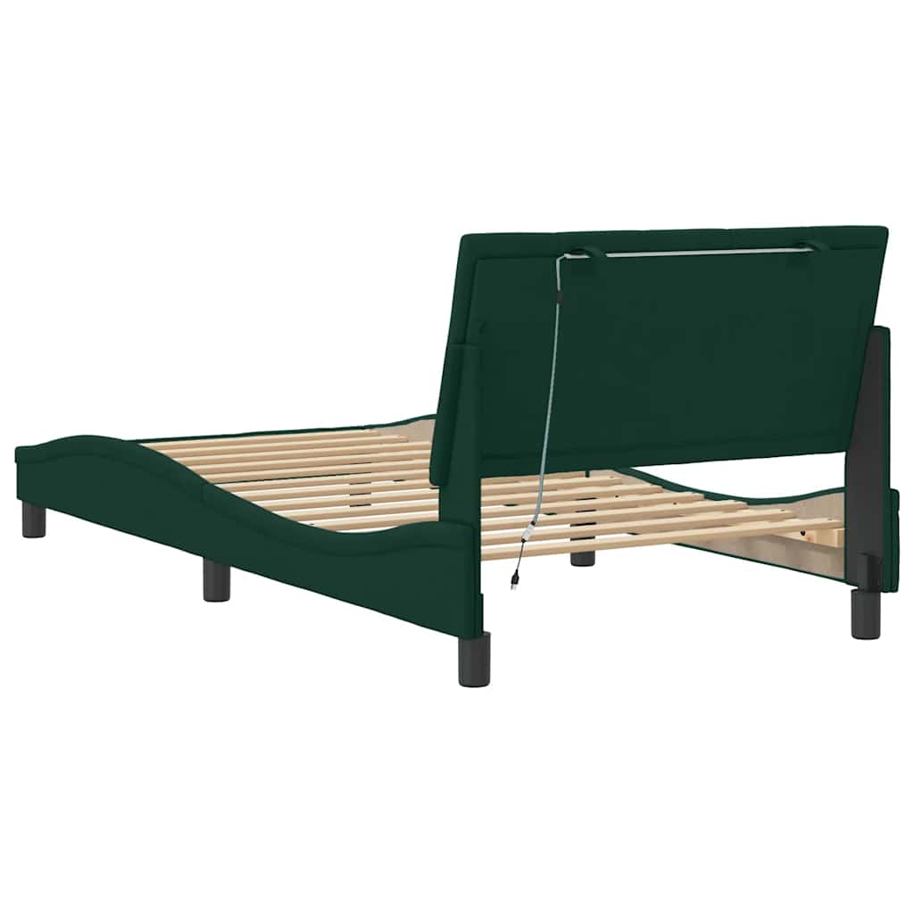 Giroletto con LED senza Materasso Hanko Verde Scuro 100x200 cm in Velluto | homemem39