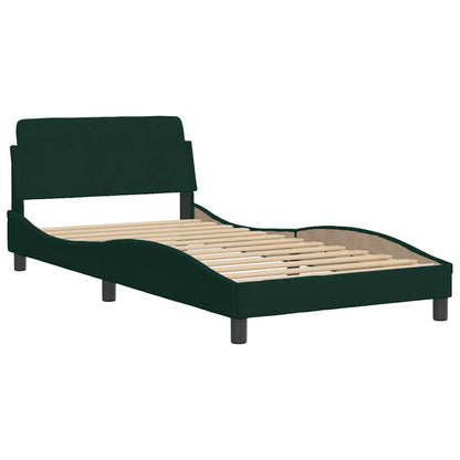 Giroletto con LED senza Materasso Hanko Verde Scuro 100x200 cm in Velluto | homemem39