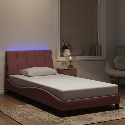 Giroletto con LED senza Materasso Hanko Rosa 100x200 cm in Velluto - homemem39